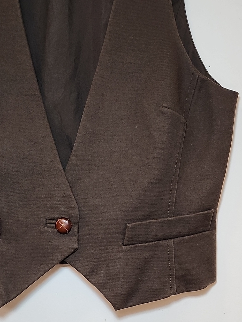Tommy Hilfiger Y2K Chocolate tailored vest V-neckline pockets single button Sz 6 - Picture 7 of 16